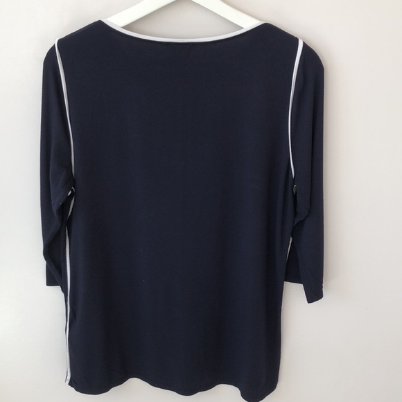 TAHARI  Tops, TAHARI Elements,LADIES 3/4 sleeve Top , dark blue , size L - Picture 4 of 7